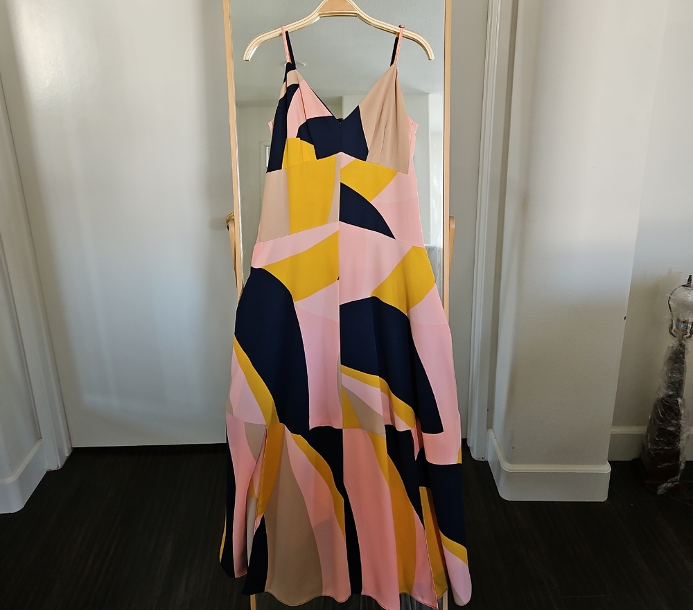 Bar III Pink and Yellow Geometric Maxi Dress